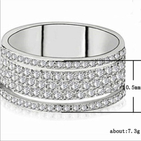 925 STERLING SILVER DIAMOND MULTI ETERNITY BAND RING, CUTE RING, SHINY RING. - Picture 5 of 5